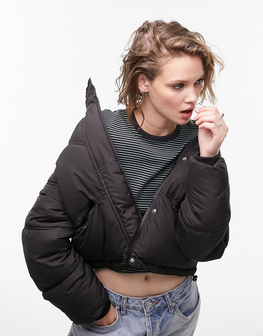 Topshop padded puffer jacket in black
