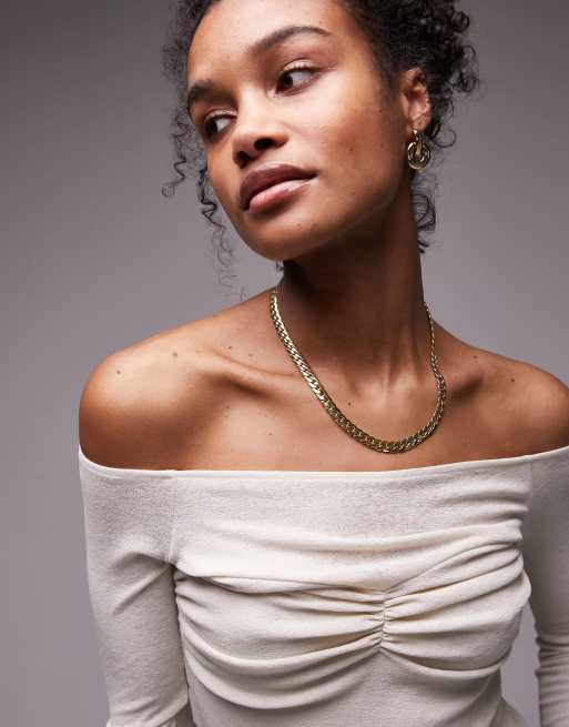 Topshop - Paige - Collana dorata a catenina barbazzale in acciaio inossidabile resistente all'acqua