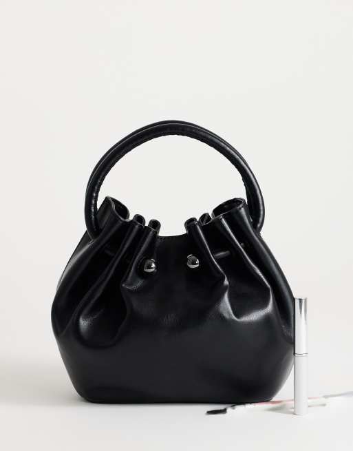 Topshop Paige medium ring handle grab bag in black, 2 of 4