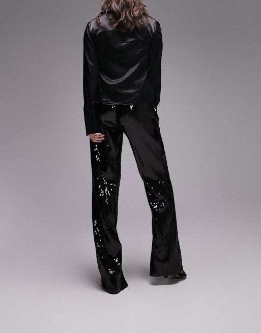 Topshop – Pailletten-Hose in Schwarz, 2 von 4