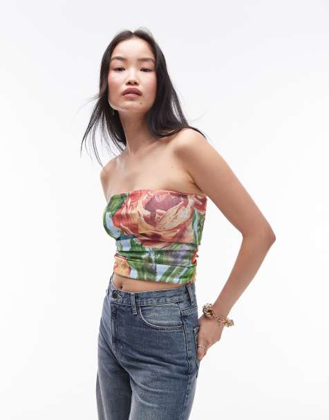 Topshop painted floral bandeau in multi - view 1