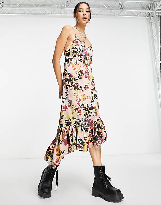 Topshop painted floral occasion slip dress in multi | ASOS