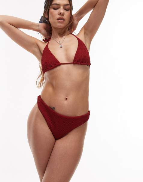 Topshop Palma triangle bikini in red - view 1