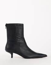 Topshop Palmer real leather kitten heel ankle boot in black