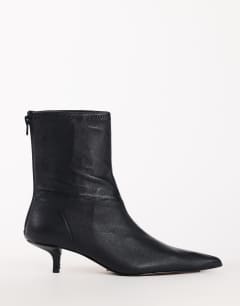 Palmer real leather kitten heel ankle boot in black