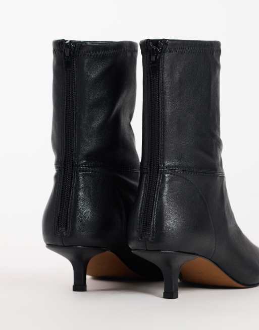 Topshop Palmer real leather kitten heel ankle boot in black, 4 of 4