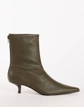 Topshop Palmer real leather kitten heel ankle boot in mink grey