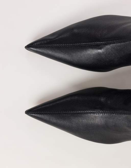 Topshop Palmer real leather kitten heel ankle boots in black, 3 of 4