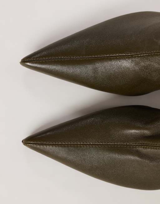 Topshop Palmer real leather kitten heel ankle boots in mink gray, 3 of 4