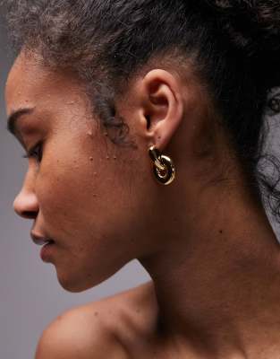 Topshop Topshop Palmer small door knocker stud earrings in 14k gold plated