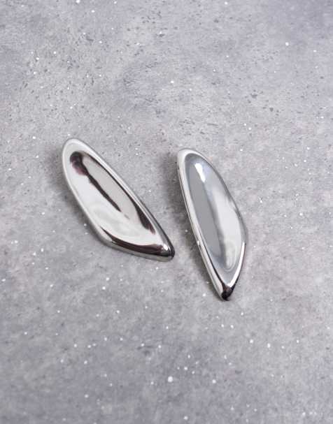Topshop Paloma statement earring in silver - view 1