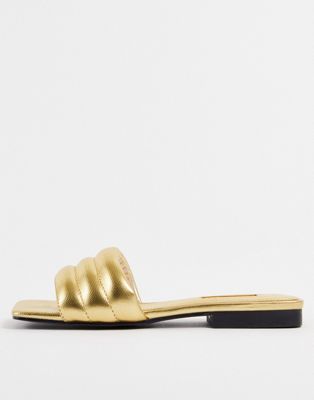 Topshop Pampas padded flat sandal in gold