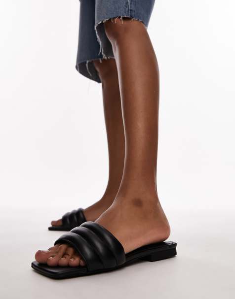Topshop Pampas Padded Flat Sandals in Black - view 1