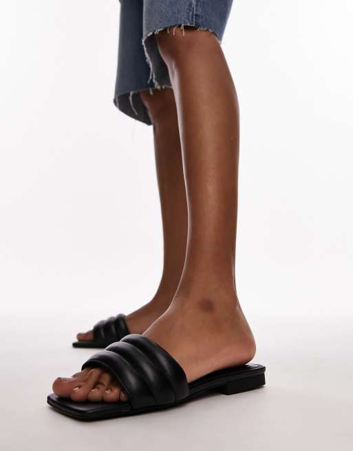 Topshop Pampas Padded Flat Sandals in Black
