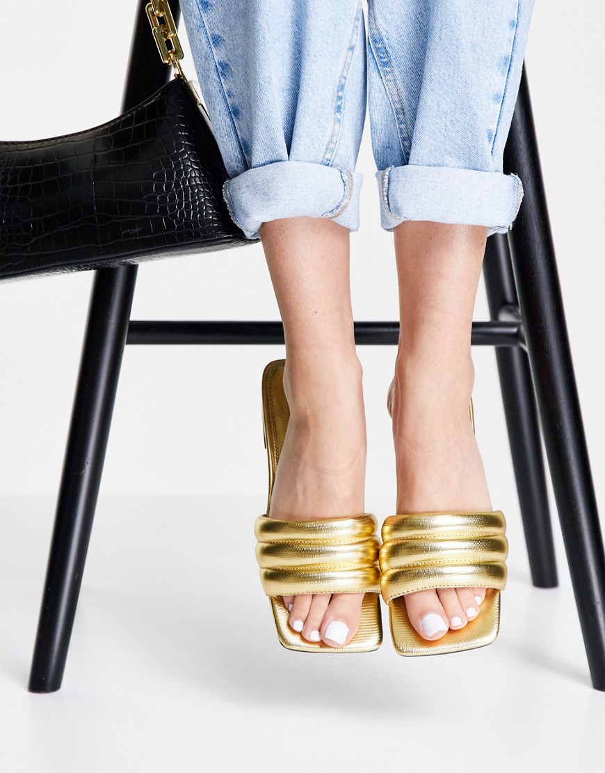 Topshop Pampas padded sandals in gold
