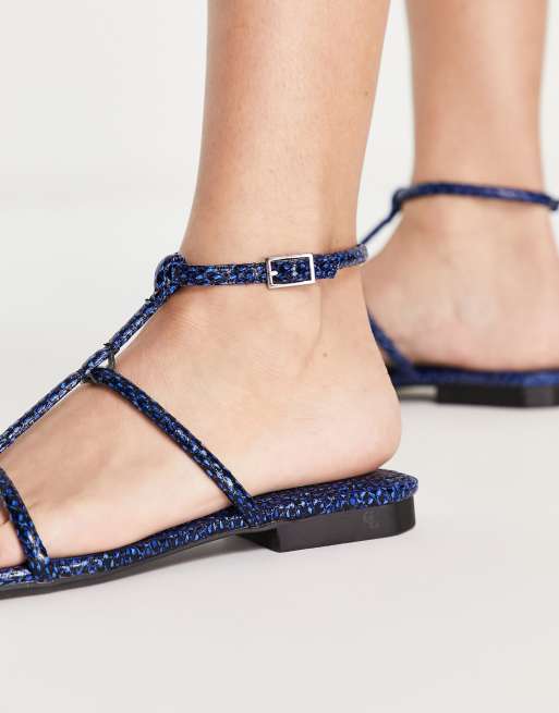 Blue strappy shop flats