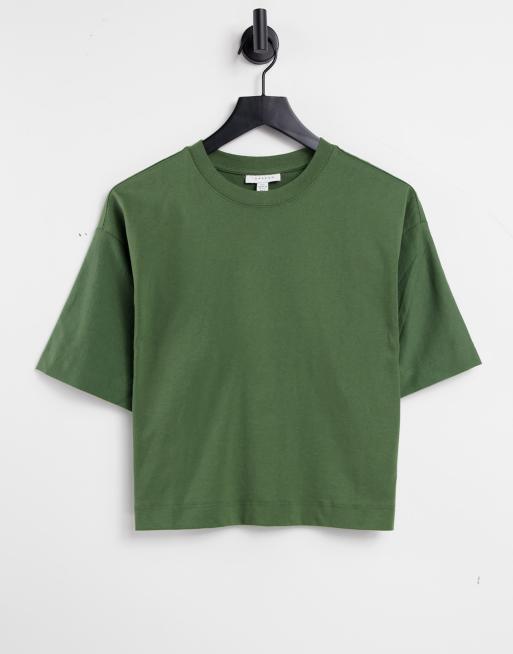 Topshop panel boxy tee in khaki | ASOS