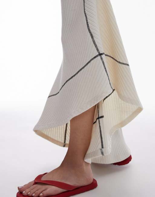 Topshop Paneled Disjointed Asymmetric Jersey Skirt in Cream, 5 of 5