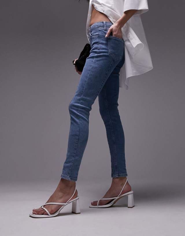 Topshop paneled jamie jeans in mid blue