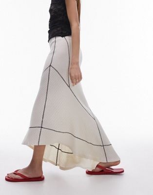 Topshop panelled disjointed asymmetric jersey skirt in cream