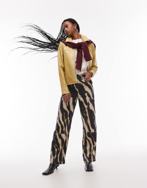 Topshop - Pantalon à zébrures effet flouté et empiècement - Multicolore