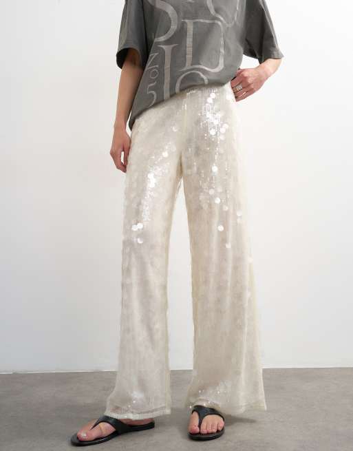 Topshop - Pantalon ajusté à sequins - Blanc, 2 de 5