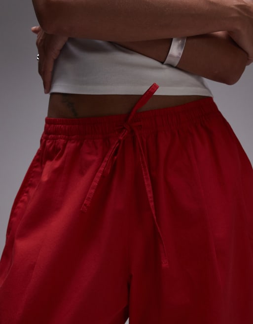 Pantalon Crêpe Rouge Topshop - Taille 4 - Coupe Tapered - Occasion Très Bon État