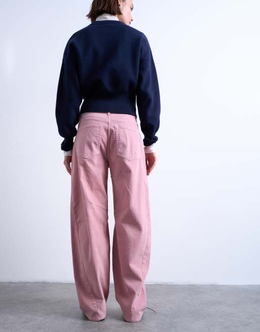 Topshop - Pantalon ample d'ensemble en velours surpiqué - Rose, 3 de 5