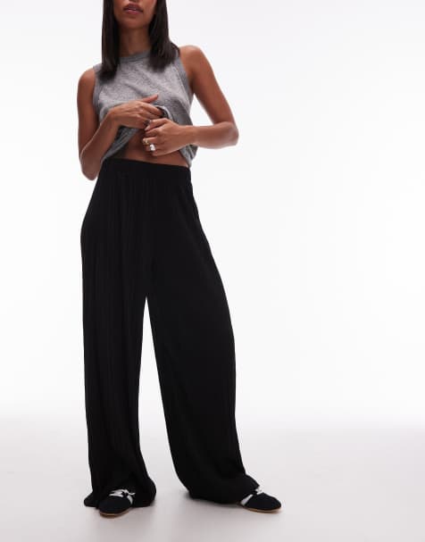 Topshop - Pantalon ample effet froissé - Noir - view 1