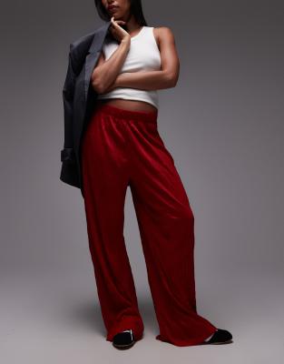 Topshop - Pantalon ample effet froissé - Rouge - view 1