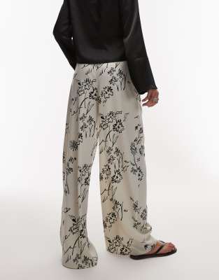 Topshop - Pantalon ample en satin à taille nouée - view 1