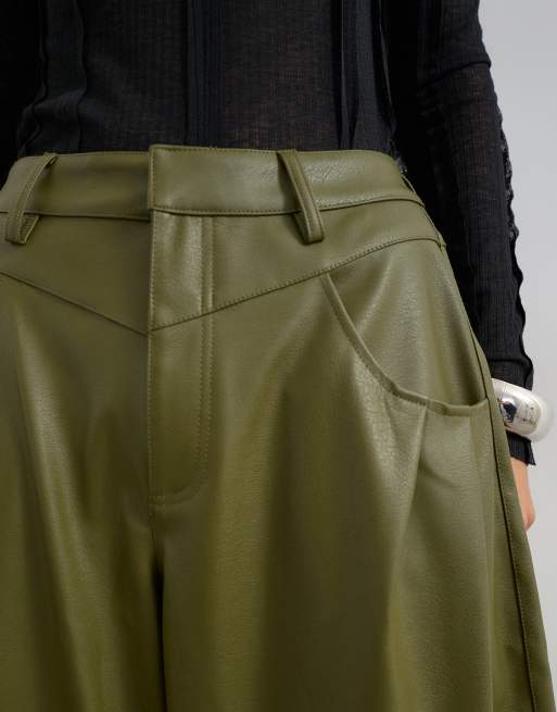 Topshop pantalon barrel à empiècement kaki, 3 de 5