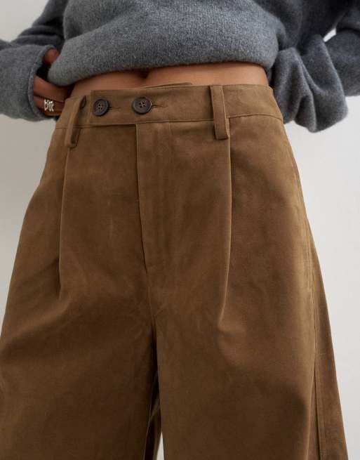 Topshop pantalon barrel en faux daim chocolat, 3 de 5