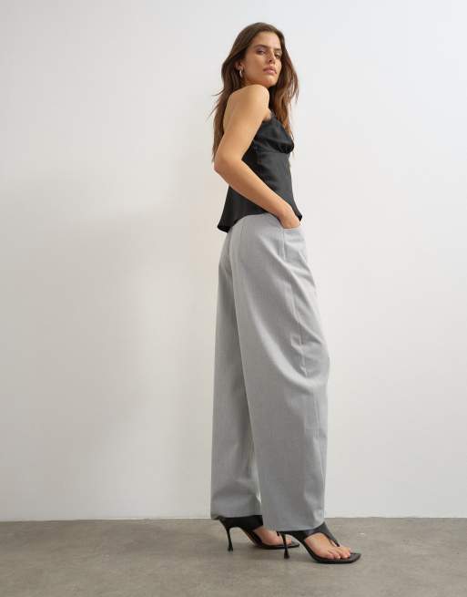 Topshop pantalón barrel leg a rayas grises, 5 de 9