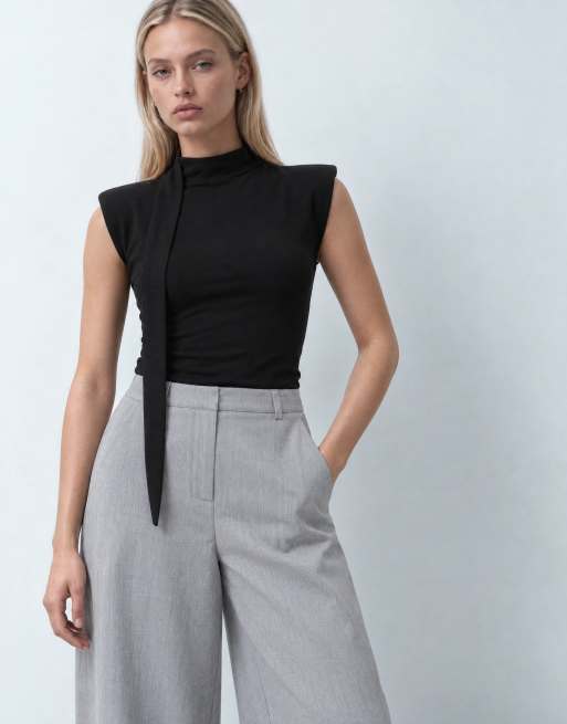 Topshop pantalón barrel leg a rayas grises, 6 de 9