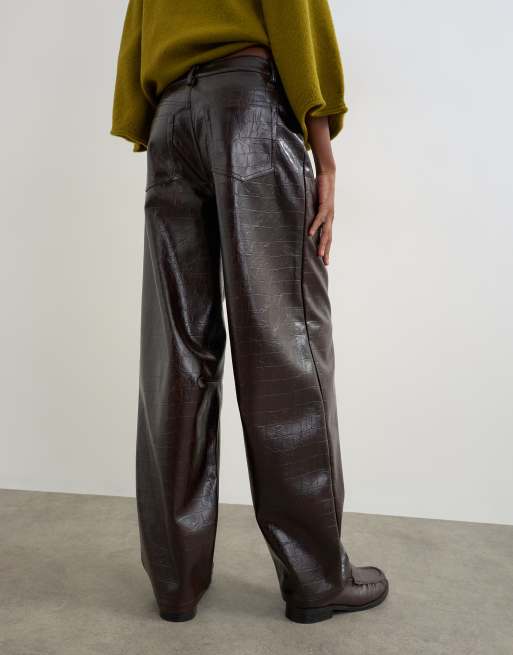 Topshop pantalon barrel motif croco chocolat, 5 de 5