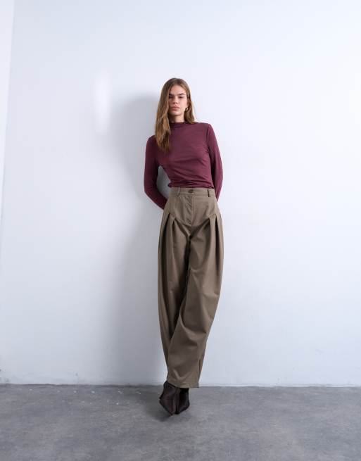 Topshop - Pantalon bouffant à taille basse - Camel