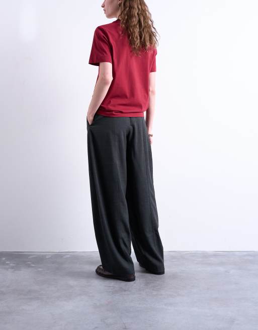 Topshop - Pantalon bouffant ajusté avec taille mi-haute épurée - Anthracite, 4 de 5