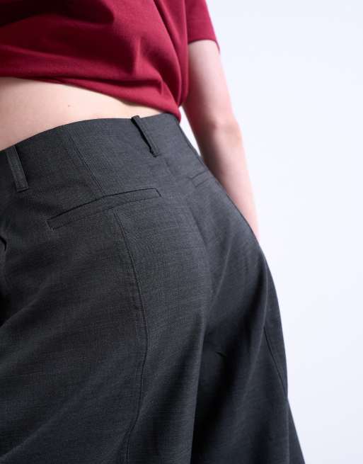 Topshop - Pantalon bouffant ajusté avec taille mi-haute épurée - Anthracite, 5 de 5