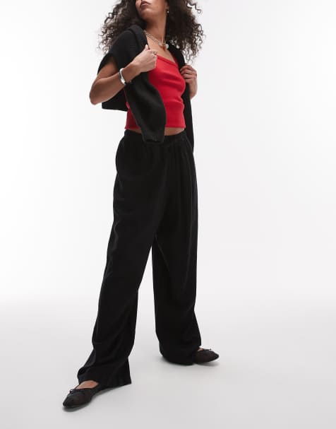 Topshop - Pantalon bouffant en lin - Noir - view 1