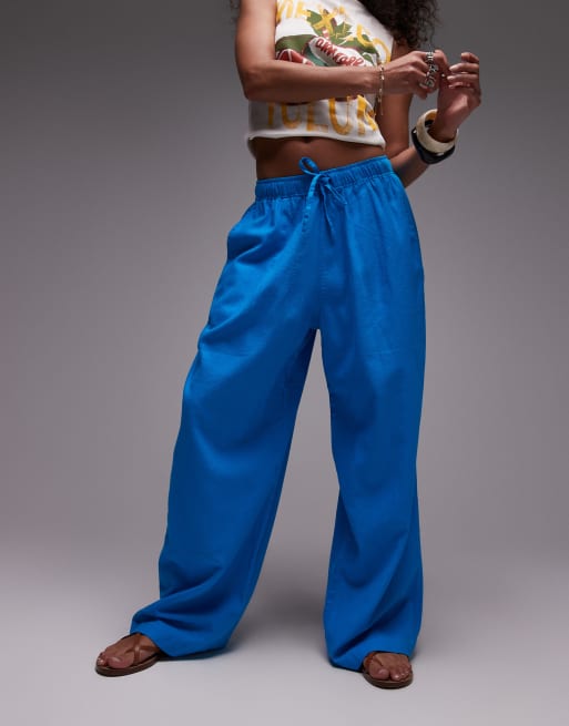 Topshop - Pantalon bouffant en lin - Turquoise, 5 de 5