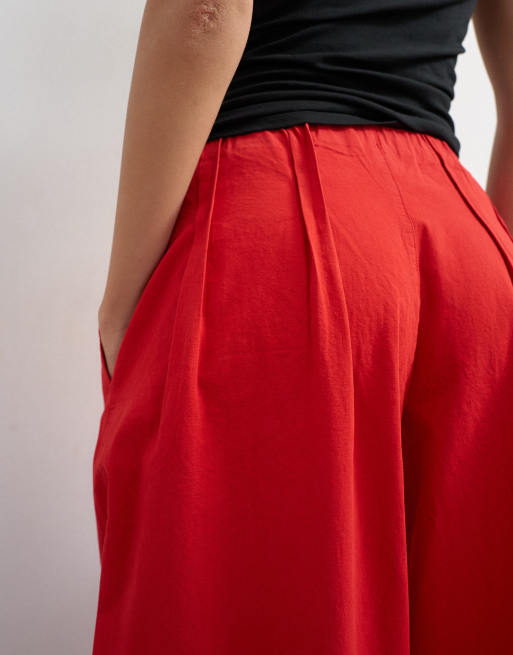 Topshop - Pantalon bouffant en popeline - Rouge, 4 de 5
