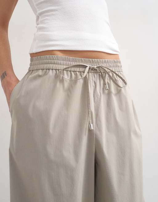 Topshop - Pantalon bouffant en tissu technique avec cordon de serrage - Ardoise, 5 de 5