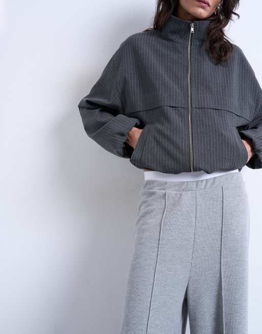 Topshop - Pantalon brossé doux au toucher à plis nervurés - Gris, 2 de 5