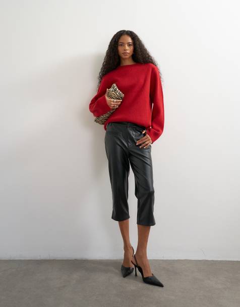 Topshop pantalon capri à fentes sur les côtés noir - view 1