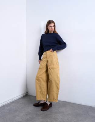 Pantalon cargo bouffant à zip et poches - Camel-Neutre 36