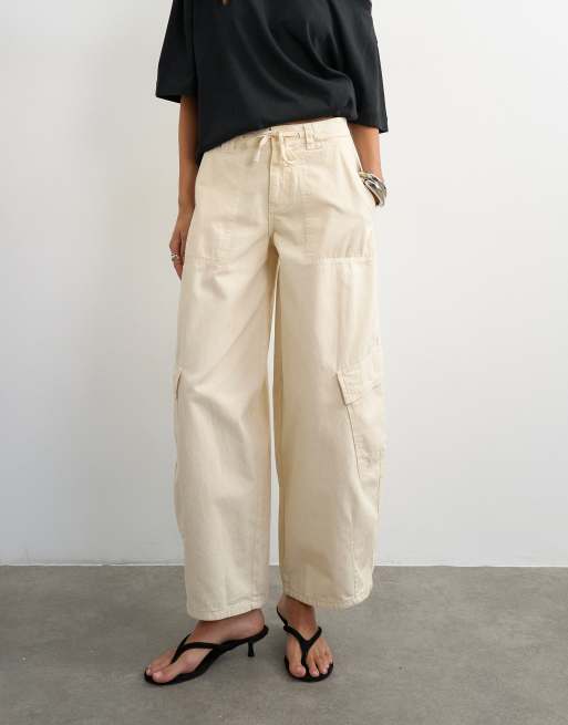 Topshop - pantalón cargo con cinturón anudado en crudo, 3 de 5