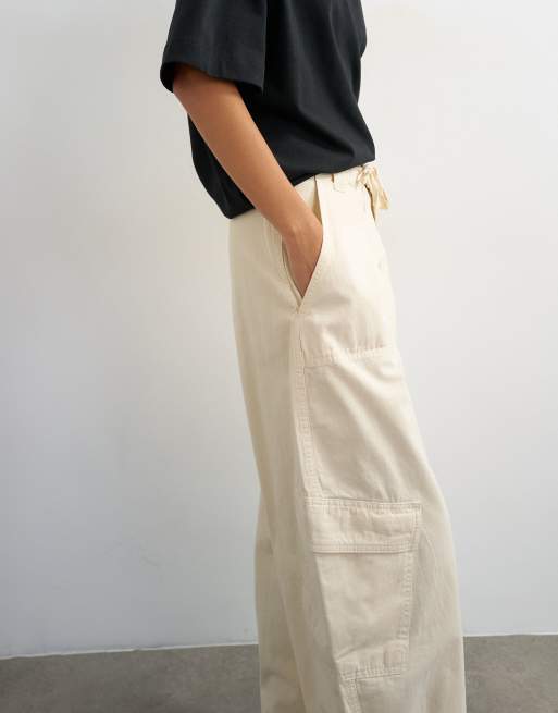 Topshop - pantalón cargo con cinturón anudado en crudo, 4 de 5