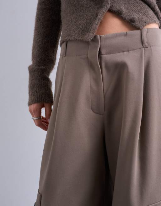 Topshop - Pantalon cargo habillé coupe ample - Taupe, 4 de 5