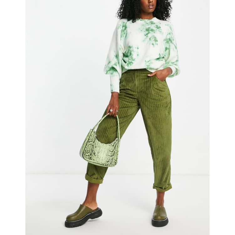 Pantalon velours cotelé vert new arrivals femme